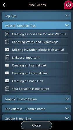 Hvis du har et spørgsmål, skal du vælge det røde ikon i nederste venstre hjørne.