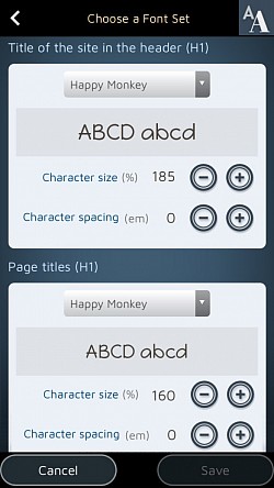 Du kan også vælge skrifttyper til hver teksttype.